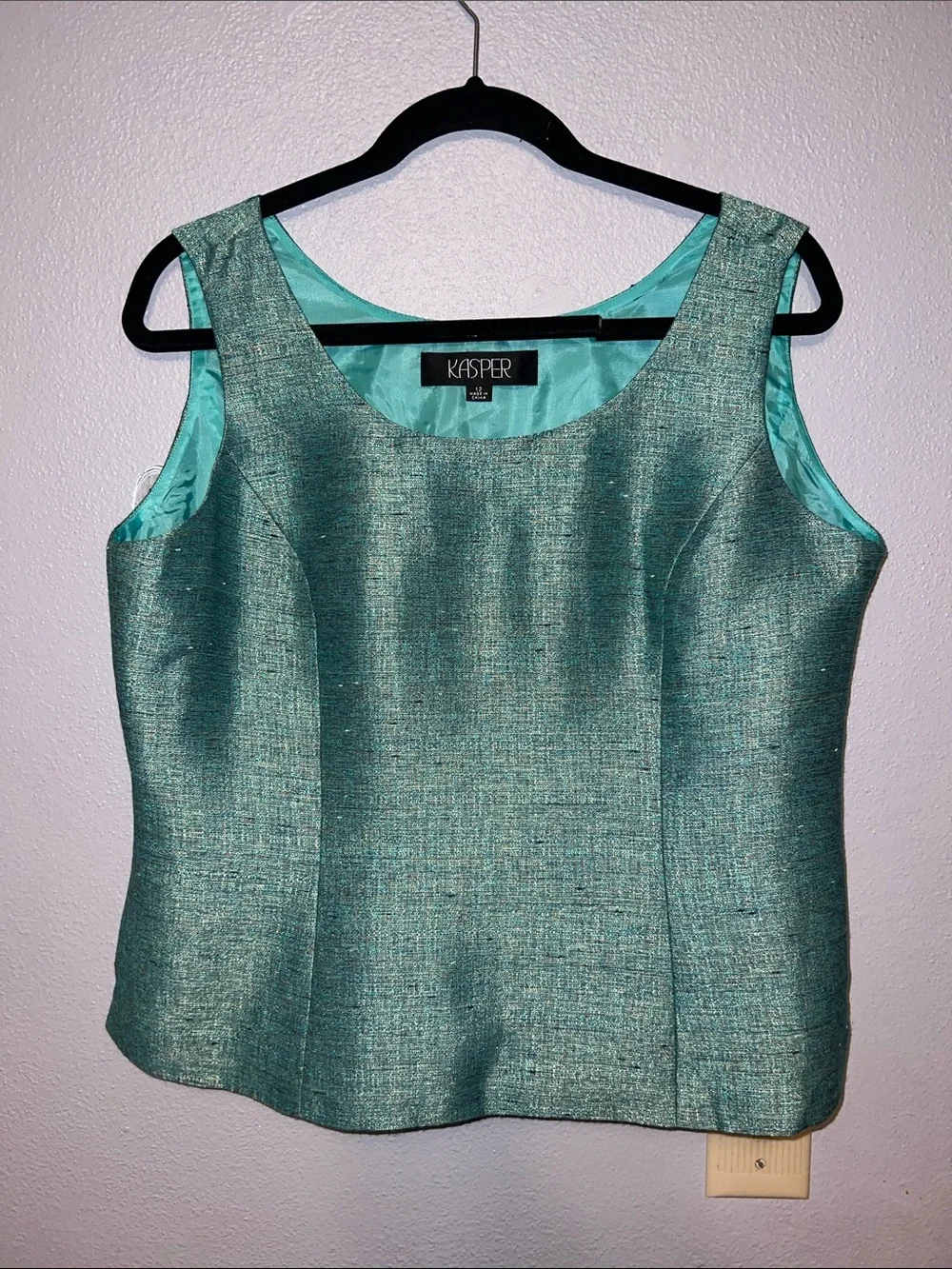 Kasper Metallic Teal Pencil Skirt Set